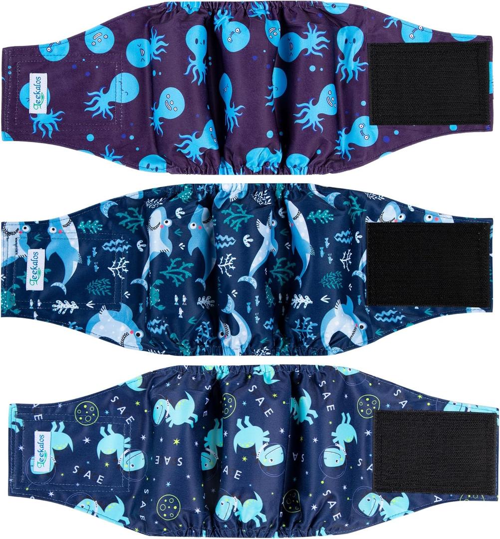 Leekalos Male Dog Diapers (3 Pack), High Absorbing Dog Belly Bands for Male Dogs, Washable Reusable Dog Males Wraps (Large)