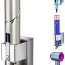 Hair Straightener Holder Wall Mount Curling Iron Holder, Blow Dryer Holder Wall Mounted, Adhesive Hair Dryer Holder, Hair Tools Organizer Storage for Bathroom Vanity (1, Silver)