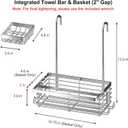 Hanging Shower Caddy, 304 Stainless Steel Shower Organizer with Towel Bar & Hooks, Over Shower Rod, Towel Bar or Glass Panel Storage Basket with Soap Holder, Rustproof Bathroom Caddy, 1 Pack