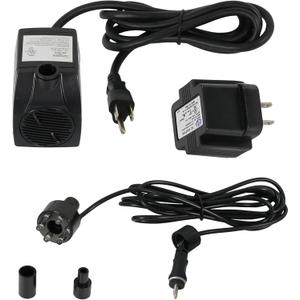 Sunnydaze 200 GPH Submersible Water Pump  12W, 12V Small Fountain Pump with Adjustable Flow, White LED Light & Transformer for Outdoor Fountains, Bird Baths, Aquariums