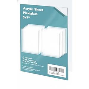 Egofine Plexiglass Sheets Acrylic Sheets 4 Pack of 5x7’’ 0.04 Thick Clear Plastic Cast Transparent Plexi Glass for Crafting Projects, Replacement Picture Frame Glass, DIY Display, Easy to Cut