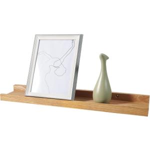 20 Inch Floating Shelves Wall Mounted, Rustic Wall Shelves for Decor and Storage, Natural Solid Oak Wood Shelf, Picture Ledge for Bedroom/Bathroom/Living Room/Kitchen, Natural Color, 20*4*1.5 (1 Pack)