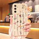 for Samsung Galaxy A13 5G/A04S Phone Case, Fashion Flower Pattern Design Girls Women Liquid Silicone Cover, Slim Shockproof and Scratch-Resistant Soft Case for Samsung A13 - White
