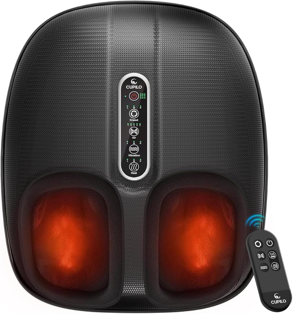 CuPiLo Foot Massager FSA Eligible HSA, 5 Compression Levels & Deep Kneading, Black