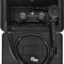 RV Exterior Shower Box Kit RV Outdoor Shower with Camper RV Outside Showers Faucet Valve + Coiled Hose + Sprayer Head + Lock, Replacement for Camper,Van,Travel Trailer,Motorhome and Boat,Black