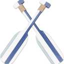 Meching 2 Pack 19.7 Inch Nautical Wooden Double Oar Decor with Rope Nautical Oar Paddles Wall Decor Door Hanging Ornament Beach Theme Home DecorationVintage blue