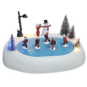 MerryPulse Christmas Village Teacup Ride, Lighted Animated Musical Spinning Teacups Winter Snow Village Indoor Decorations for Adults and Kids Gift