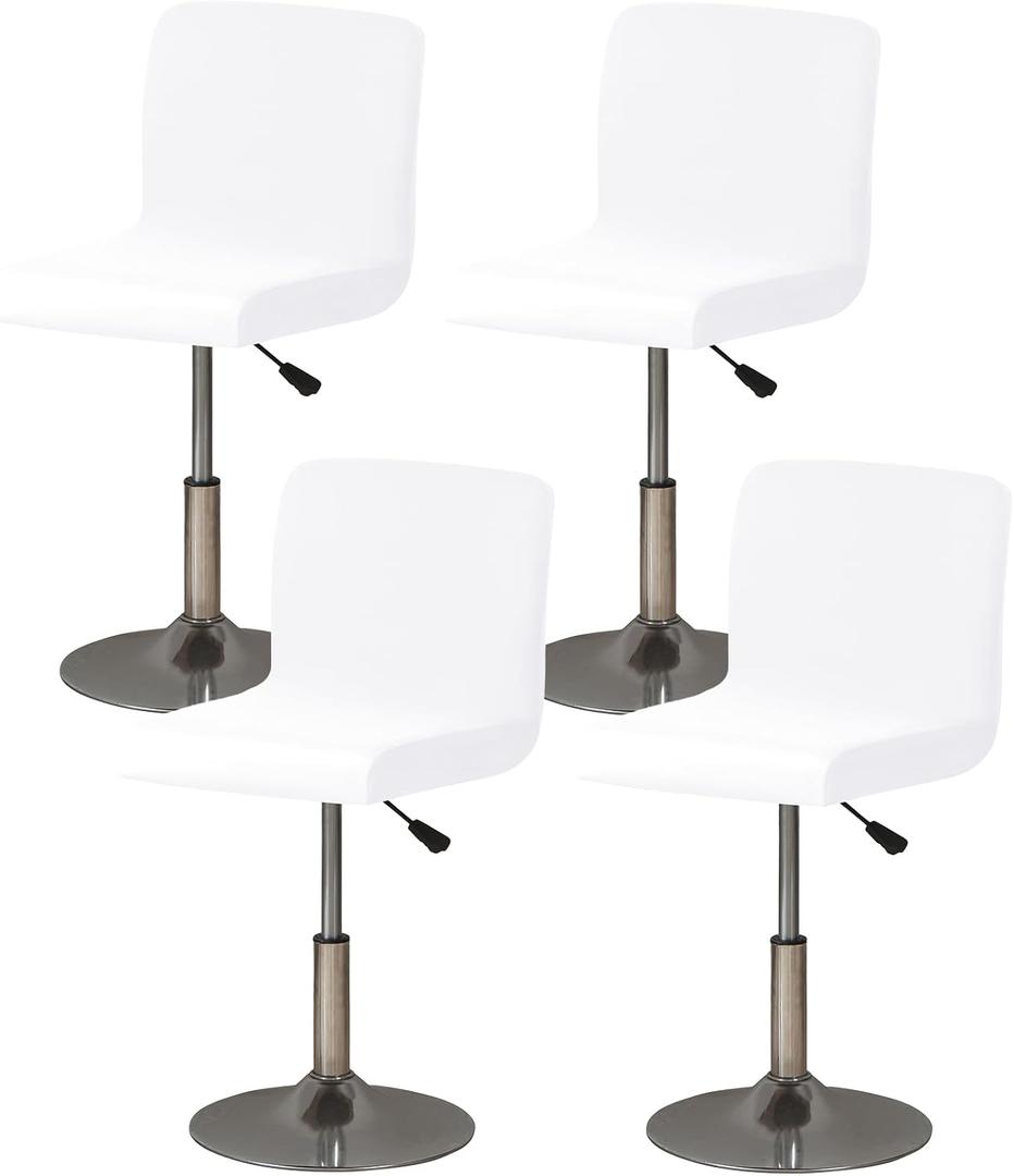 Gollense Bar Stool Covers Set of 4 Stretch Pub Counter Stool Chair Covers with Backs, Washable Square Swivel Barstool Seat Slipcover with Elastic Bottom for Low Short Back Dining Chair (White)