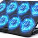LIANGSTAR Laptop Cooling Pad, Laptop Cooler with 8 Quiet Fans for 12-17 Inch Gaming Laptop Fan Cooling Pad Stable Stand 7 Height & Wind Speed Adjustable, 2 USB Port & Phone Holder