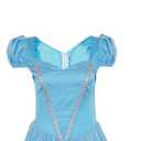 Womens Deluxe Blue Princess Dress Halloween Fancy Ball Party Gown Costume (Blue, Medium)