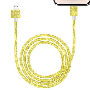 HianDier 4FT USB to iPhone Cable [MFi Certified] 3A Fast Charging for iPhone Cable Stylish Sparkling Bling Diamond USB A Charger Cord for iPhone 14 13 12 11 Pro Max XS XR 8 7 6s Plus-Lemon Yellow