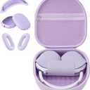 Case for Apple Airpods Max 2/ Airpods Max Headphones, Travel Portable Headphone Hard Case Cover Bag, Mesh Pouch with Zipper for Charger and Accessories (Purple case & Cover)