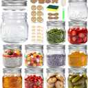 BIGIVACA 16 oz Wide Mouth Mason Jars, 12 Pack Canning Jars with Embossed Fruit Pattern, Glass Jars for Food Storage, Preserving, Pickling, Meal Prep, DIY Crafts and Home Decor