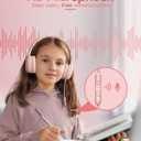 Kids Headphones with Microphone Foldable Stereo Tangle-Free 3.5mm Jack Wired Cord On-Ear Headset for Children/Teens/Boys/Girls/Smartphones/School/Kindle/Airplane Travel/Plane/Tablet (Pink)