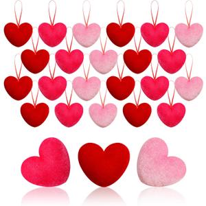 12 PCS Valentines Hearts Ornaments Velvet Fabric Heart Shape Hanging for Valentines Tree Anniversary Wedding Party DIY Crafts Decoration