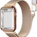 Magnetic Band and Case for Apple Watch Band 40mm 41mm 38mm 44mm 45mm 46mm 42mm Women/Men,Stainless Steel Milanese Loop Bracelet Strap with Cover Combo iWatch series 11 10 9 8 7 6 5 4 SE Ultra/2 3 49mm