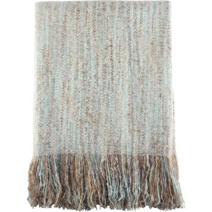 SARO LIFESTYLE Faux Mohair Fringe Throw Blanket  Lightweight Reversible Acrylic Throw for Cozy Layering, Couch & Bed Styling, Aqua, 50"x60"