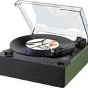 Fully Automatic Record Player Bluetooth, Belt Drive Vinyl Turntable, Magnetic AT-3600L Cartridge, Bluetooth in & Out, Hi-Fi Stereo Speakers, RCA Out, Anti-Resonance - YY1632 Green