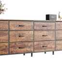 Huuger 86.6 Inch Dresser for Bedroom, TV Stand for 65, 75, 85 Inch TV, 15 Fabric Drawer Long Dresser, Large Entertainment Center for Bedroom, Wide Chest of Drawer with Storage, Rustic Brown