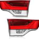 Outer and Inner Tail Lights Assembly Pair for 2017 2018 2019 Toyota Highlander OE Factory Style Red Taillights Rear Back Brake Lamps Driver and Passenger Side,Chrome Housing Clear Lens