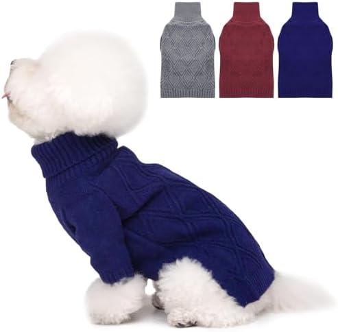 Dog Sweaters for Small Dogs Male- Navy Blue, Small - Warm Turtleneck Pullover Knitwear,Keep Body Heat for Elderly Care,Lounge Wear, Health Protection,Yorkshire, Bichon, S