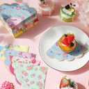 Dandat 100 Pcs Floral Tea Party Napkins 3 Ply Disposable Vintage Flower Guest Napkins Scalloped Tea Party Dinner Table Paper Towels for Birthday Baby Shower Wedding Decor Supplies(Classic Styles)