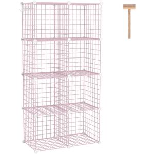 C&AHOME Wire Cube Storage, 8 - Cube Organizer Metal C Grids, Modular Shelves Units, Closet Organizer, Ideal for Home, Office, Living Room, 24.8" L x 12.4" W x 48.4" H, Pink UWCS3008P