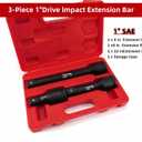 TONYNOL 1" Drive Impact Extension Bar,3 PCS(4",6",10"),Cr-Mo Steel,With a Storage Case.