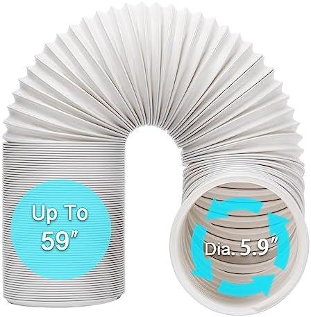 BEWAVE Portable Air Conditioner Hose, Portable Exhaust Vent Hose with 5.9 Inch Diameter, Universal Replacement AC Vent Hose Length up to 59"