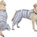 Arblina Dog Recovery Suit, Adjustable Rear Leg Sleeve to Stop Licking Wounds for Male Female Dogs, Surgical Clothing for Neuter Spay Protective as Cone Alternative After Surgrey (L(Back Length: 19"-22", Leg Length:10"), Blue)