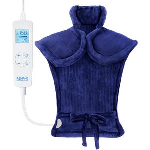 RENPHO Electric Heating Pad for Back, Mothers Day Gifts & Birthday Gifts for Mom Dad Women Men, FSA Eligible & HSA Store, Neck and Shoulder Heat Pad, Fast Heating, 24"x33", ETL Certified, Dark Blue
