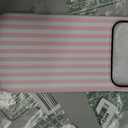 Jusy Compatible with MagSafe Striped Case for iPhone 17 Pro Max, Cute Aesthetic Striped Magnetic Phone Case, Soft TPU and Hard PC Protective Phone Cover for Women Girls(Matte)- Pink and White