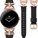 Wearlizer Leather Bands Compatible with Google Pixel Watch 4/3 41mm/Pixel Watch 2/1 Band Women, Dressy Designer Slim Leather Strap with D-Shape Metal Buckle for Pixel Smartwatch Accessories