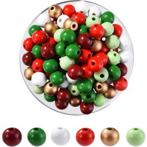 240PCS 16mm Natural Wooden Colorful Round Beads for Christmas Craft, 6 Color Wood Spacer Loose Colored Beads for DIY Room Decoration, Family Gatherings, Holiday Decorations (240 PCS 6 COLOR)