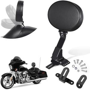 Benlari Rider Driver Backrest, Detachable Driver Backrest, Adjustable Plug-in Rider Backrest Fit for Harley Davidson Touring Street Glide Road Glide Electra Glide Road King 1997-2024, Gloss Black