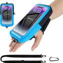 Phone Holder for Running, Running Armband Phone Holder with Carabiner, Phone Armbands for iPhone 17 16 15 14 13 12 11Pro Max & Galaxy S25/S24/S23, Cell Phone Armband Up to 6.8'' Phone (Blue)