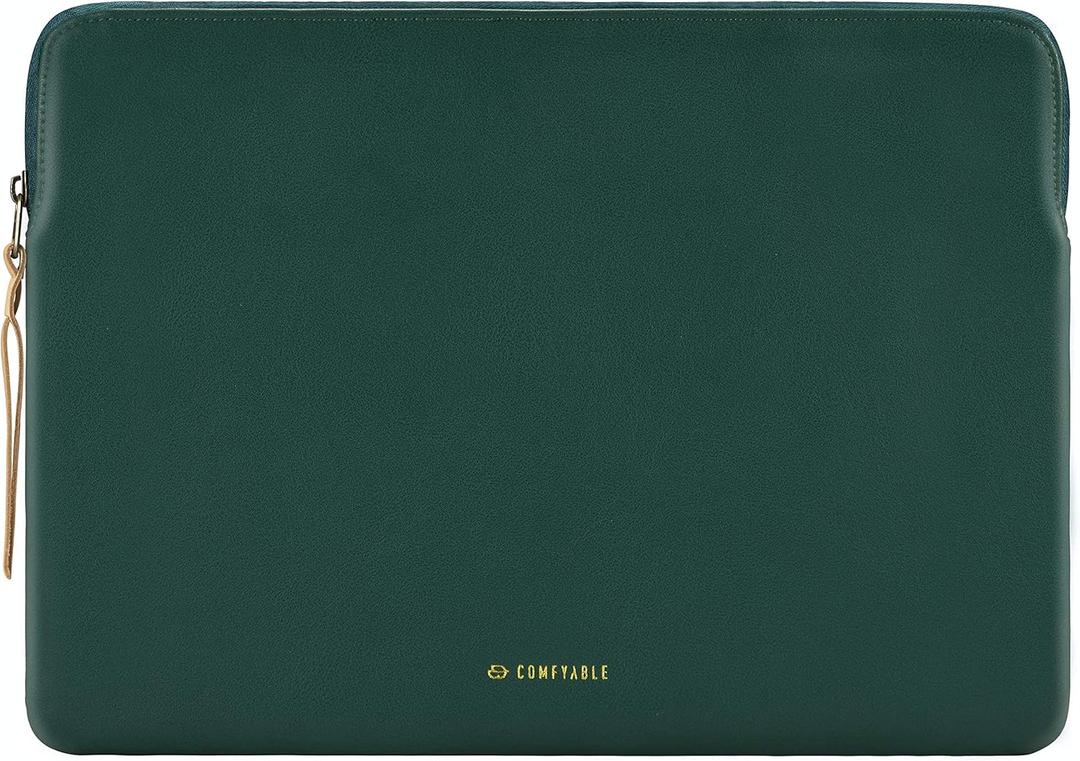 Comfyable Leather Laptop Sleeve Compatible with 16 Inch MacBook Pro M4 2024 & 15 Inch MacBook Air M4 M3 M2 2025, Green