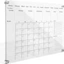 TIANSE Acrylic Dry Erase Board 24" x 18" Wall Calendar Monthly Acrylic Whiteboard Dry Erase Calendar for Office School and Home Walls with 3 Marker Pen