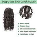Deep Faux Locs Crochet Hair 12 Inch 8 Packs Goddess Locs Crochet Hair 4# Soft Loc Faux Loc Crochet Braids with Curly Ends Prelooped Deep Wave Croceht Braids for Black Women(Coffee Brown)