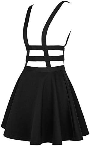 EXCHIC Women's Braces Skirt Pleated A-Line Suspender Mini Skirt XL