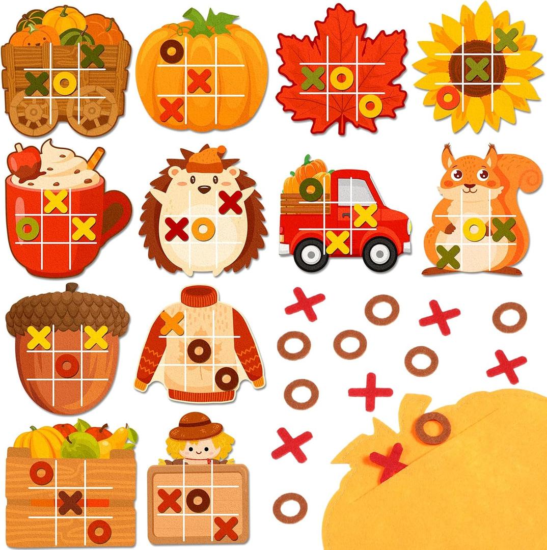 Capoda 24 Pack Fall Party Favors Pumpkin Maple Strategic Board Autumn Thanksgiving Desk Favors for Fall Harvest Goody Bag Stuffers Autumn Birthday Party Gift (Cute)