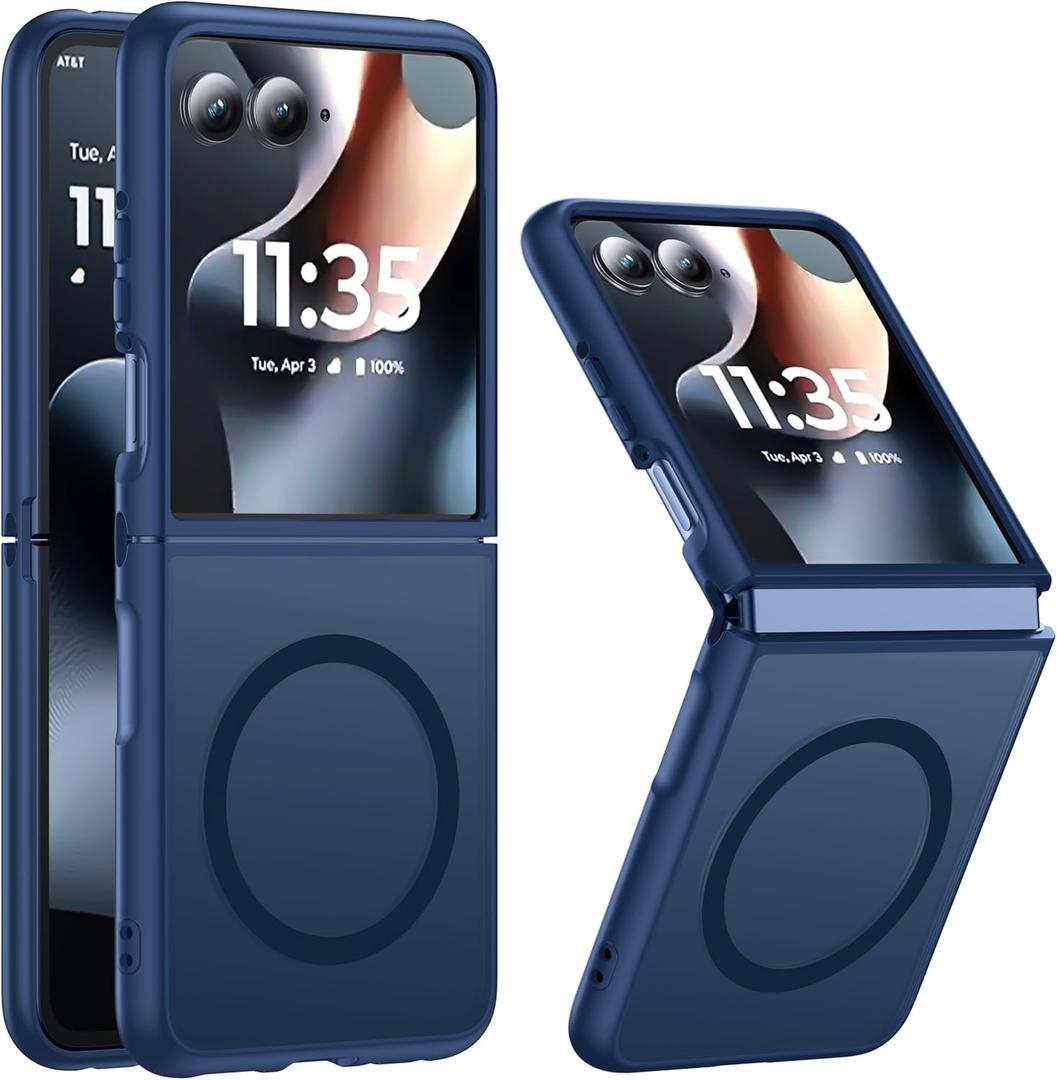NO.1 Magnetic for Motorola Razr+ Plus 2026/2025/2024 Case with MagSafe[Military Shockproof][Translucent Matte][Anti-Fingerprint] Soft Silicone Bumper for Moto Razr+ 2026/2025/2024 Case,Blue