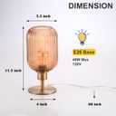 MAINDECO Mid Century Glass Table Lamp,Dimmable Desk Lamp,LED Bulb Included,Timer Build-in,Cognac Amber Ribbed Glass