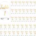 40 Pack 4 x 6 Inch Gold Acrylic Wedding Table Number 1-40 Clear Table Stand with Numbers Calligraphy Number Holders Signs for Wedding Reception Birthday Party Decorations