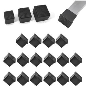 16 Pcs 1-1/4" x 1-1/4" Square Rubber Chair Leg Caps, PVC Table Leg Covers, Flexible & Anti-Slip Furniture Leg End Caps, Chair Leg Floor Protectors for Bar Stool Leg Patio Indoor, Black
