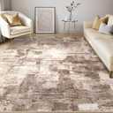 kakania Abstract 9x12 Area Rugs for Living Room: Washable Rugs Brown