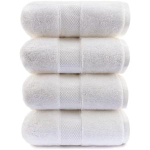 Maisonette Loft Egyptian Cotton Turkish Bath Towels - Soft, Absorbent - Ideal Quick Dry Large Luxury Bathroom Towel Set for Shower (30" x 58", 4 Pack) - White