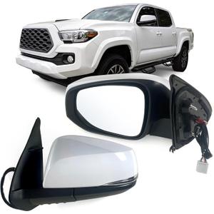 Left Driver side Mirror Fits 2016-2022 Toyota Tacoma With Power Glass, Heated, Turn SignalWithout Blind Spot Detection Match to White Paint Replace TO1320349 (7Pins)