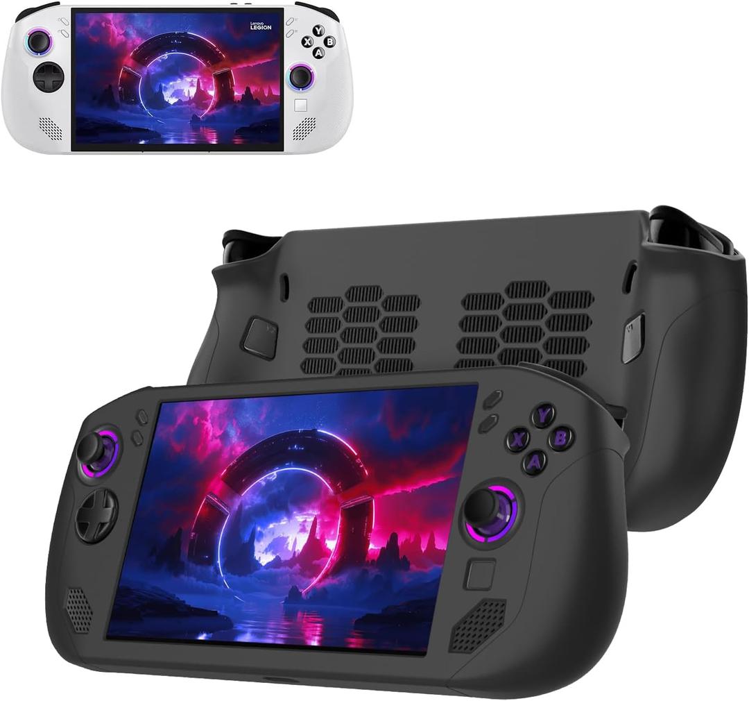 Protective Case for Lenovo Legion GO S, KONXISA Silicone Case, Durable Cover with Shock-Absorption and Anti-Scratch Design, Protective Covers for Console & Games Accessories, Black