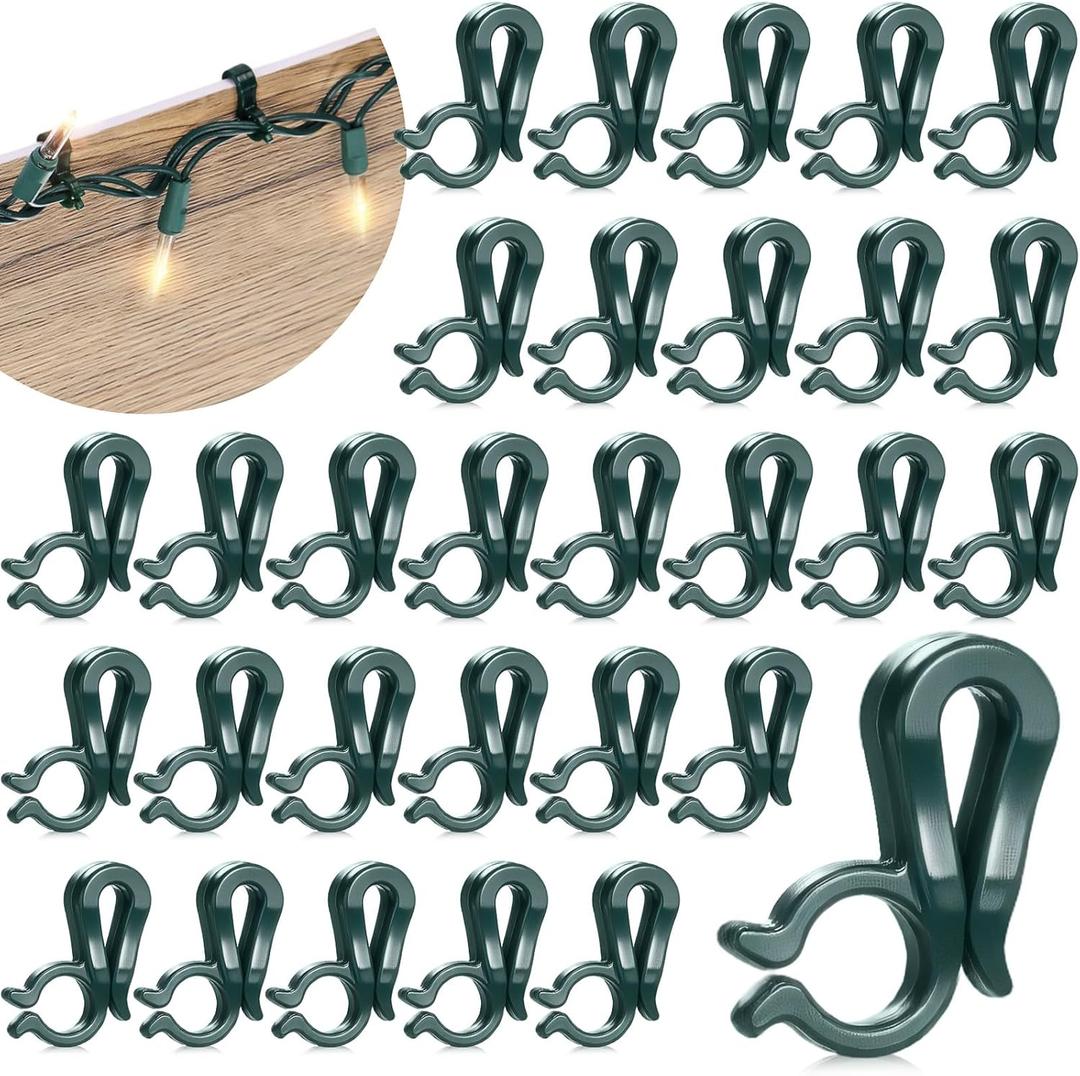 Teenyyou 240 PCS Christmas Light Clips Outdoor Hang Plastic Gutter Hooks Weatherproof Outdoor String Lights Clip Holiday Light Clips for Xmas Decoration(Green)